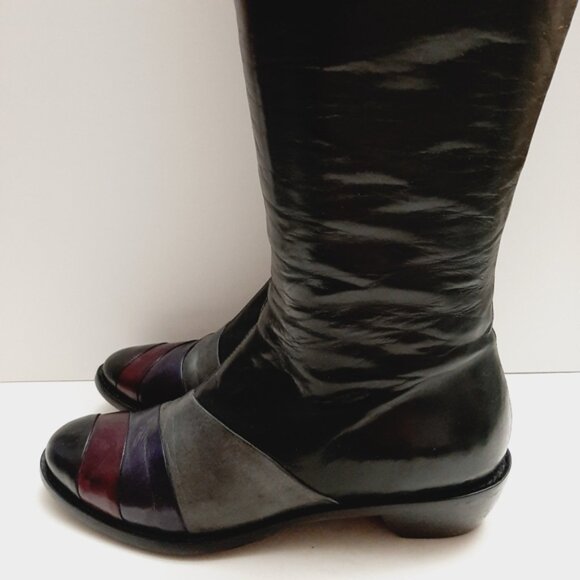 ARNOLD CHURGIN Handmade Colorblock Knee High Tall Boot Genuine Leather Sz US 6.5 - Picture 7 of 15